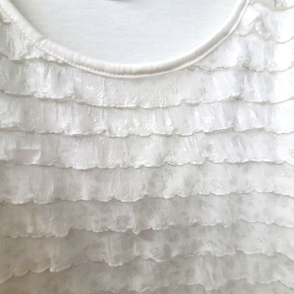 Double Take Ivory Off White Top Layered Front Short Sleeve Relaxed Fit Size M - Picture 7 of 11